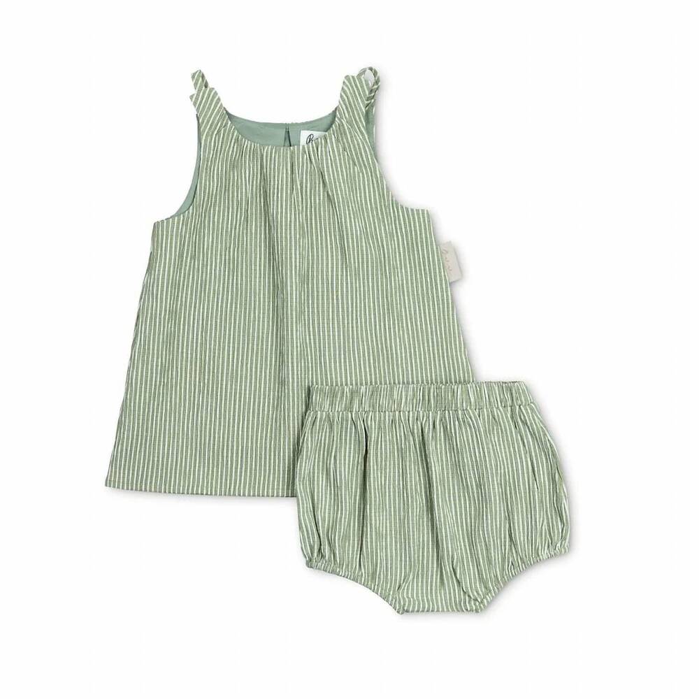 NEW BONJOUR girls striped patch two-piece set in green
